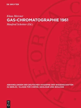Abbildung von Metzner / Schröter | Gas-Chromatographie 1961 | 1. Auflage | 1962 | 1962,1 | beck-shop.de