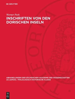 Abbildung von Peek | Inschriften von den Dorischen Inseln | 1. Auflage | 1969 | 62,1 | beck-shop.de