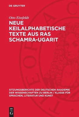 Abbildung von Eissfeldt | Neue Keilalphabetische Texte aus Ras Schamra-Ugarit | 1. Auflage | 1965 | 1965,6 | beck-shop.de
