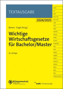 Abbildung von Berens / Engel | Wichtige Wirtschaftsgesetze für Bachelor/Master • 2024/2025 | 16. Auflage | 2024 | beck-shop.de