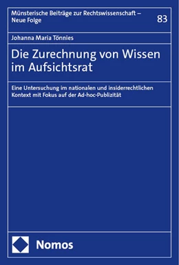 Abbildung von Tönnies | Die Zurechnung von Wissen im Aufsichtsrat | 1. Auflage | 2024 | 83 | beck-shop.de