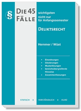 Abbildung von Hemmer / Wüst | Die 45 wichtigsten Fälle Deliktsrecht | 11. Auflage | 2024 | beck-shop.de