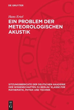 Abbildung von Ertel | Ein Problem der meteorologischen Akustik | 1. Auflage | 1955 | 1955,2 | beck-shop.de