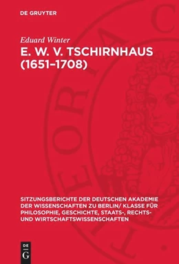 Abbildung von Winter | E. W. v. Tschirnhaus (1651–1708) | 1. Auflage | 1959 | 1959,1 | beck-shop.de