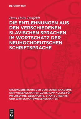 Abbildung von Bielfeldt | Die Entlehnungen aus den verschiedenen slavischen Sprachen im Wortschatz der neuhochdeutschen Schriftsprache | 1. Auflage | 1965 | 1965,1 | beck-shop.de