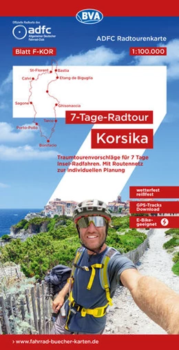 Abbildung von Allgemeiner Deutscher Fahrrad-Club e. V. (ADFC) / BVA BikeMedia GmbH | ADFC-Radtourenkarte F-KOR 7-Tage-Radtour Korsika, 1:100.000, reiß- und wetterfest, E-Bike geeignet, GPS-Tracks Download, mit Kilometer-Angaben | 1. Auflage | 2025 | beck-shop.de