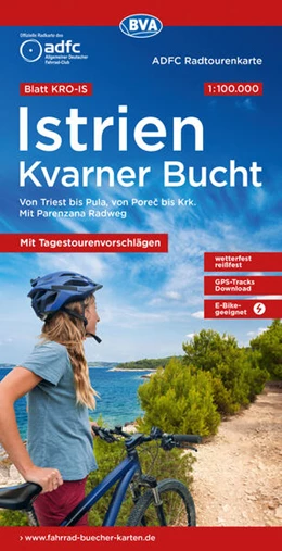 Abbildung von Allgemeiner Deutscher Fahrrad-Club e. V. (ADFC) / BVA BikeMedia GmbH | ADFC-Radtourenkarte KRO-IS Istrien Kvarner Bucht, mit Tagestourenvorschlägen, 1:100.000, reiß- und wetterfest, E-Bike geeignet, GPS-Tracks Download | 1. Auflage | 2025 | beck-shop.de