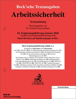 Abbildung von Arbeitssicherheit: 82. Ergänzungslieferung | 1. Auflage | 2026 | beck-shop.de