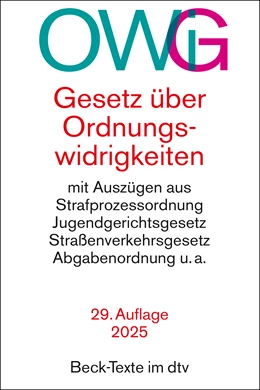 Abbildung von Gesetz über Ordnungswidrigkeiten: OWiG | 29. Auflage | 2025 | 5022 | beck-shop.de