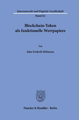 Abbildung von Hillmann | Blockchain-Token als funktionelle Wertpapiere | 1. Auflage | 2024 | beck-shop.de