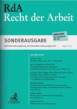 Abbildung von RdA Sonderausgabe »Betriebsratsvergütung und Betriebsverfassungsrecht« | 1. Auflage | 2024 | beck-shop.de