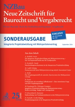 Abbildung von NZBau Sonderausgabe »Integrierte Projektabwicklung mit Mehrparteienvertrag« | 1. Auflage | 2024 | beck-shop.de