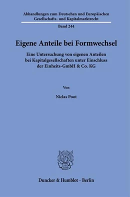 Abbildung von Poot | Eigene Anteile bei Formwechsel | 1. Auflage | 2024 | beck-shop.de