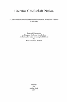 Abbildung von Bock | Literatur - Gesellschaft - Nation | 1. Auflage | 2024 | beck-shop.de