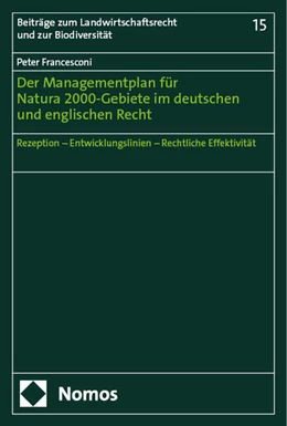 Abbildung von Francesconi | Der Managementplan für Natura 2000-Gebiete im deutschen und englischen Recht | 1. Auflage | 2025 | 15 | beck-shop.de