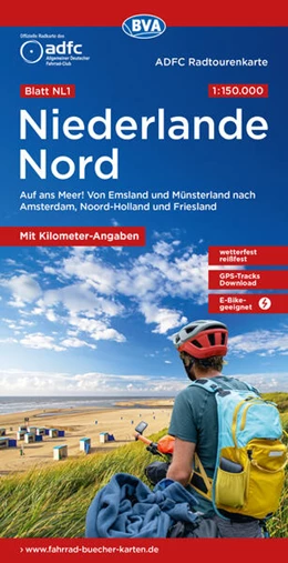 Abbildung von Allgemeiner Deutscher Fahrrad-Club e. V. (ADFC) / BVA BikeMedia GmbH | ADFC-Radtourenkarte NL 1 Niederlande Nord 1:150.000, reiß- und wetterfest, E-Bike geeignet, GPS-Tracks Download, mit Knotenpunkten, mit Bett+Bike Symbolen, mit Kilometer-Angaben | 4. Auflage | 2025 | beck-shop.de