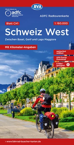Abbildung von Allgemeiner Deutscher Fahrrad-Club e. V. (ADFC) / BVA BikeMedia GmbH | ADFC-Radtourenkarte CH1 Schweiz West 1:160.000, reiß- und wetterfest, E-Bike geeignet, GPS-Tracks Download, mit Knotenpunkten, mit Bett+Bike Symbolen, mit Kilometer-Angaben | 1. Auflage | 2026 | beck-shop.de