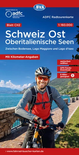 Abbildung von Allgemeiner Deutscher Fahrrad-Club e. V. (ADFC) / BVA BikeMedia GmbH | ADFC-Radtourenkarte CH2 Schweiz Ost / Oberitalienische Seen 1:160.000, reiß- und wetterfest, E-Bike geeignet, GPS-Tracks Download, mit Knotenpunkten, mit Bett+Bike Symbolen, mit Kilometer-Angaben | 1. Auflage | 2026 | beck-shop.de