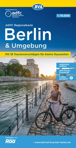 Abbildung von Allgemeiner Deutscher Fahrrad-Club e. V. (ADFC) / BVA BikeMedia GmbH | ADFC-Regionalkarte Berlin und Umgebung, 1:75.000, mit Tagestourenvorschlägen, reiß- und wetterfest, E-Bike-geeignet, mit Knotenpunkten, GPS-Tracks Download | 11. Auflage | 2025 | beck-shop.de