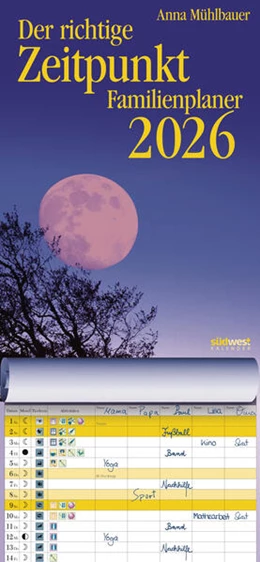 Abbildung von Mühlbauer | Der richtige Zeitpunkt Familienplaner 2026 - Monats-Wandkalender zum Aufhängen, mit Spiralbindung, 22,4 x 48,5 cm | 1. Auflage | 2025 | beck-shop.de