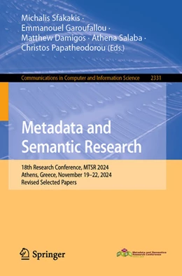 Abbildung von Sfakakis / Garoufallou | Metadata and Semantic Research | 1. Auflage | 2025 | beck-shop.de