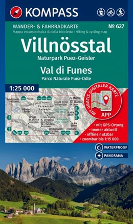 Abbildung von KOMPASS Wanderkarte 627 Villnösstal / Val di Funes, Naturpark Puez-Geisler / Parco Naturale Puez-Odle 1:25.000 | 2. Auflage | 2025 | beck-shop.de