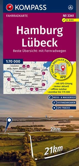 Abbildung von KOMPASS Fahrradkarte 3341 Hamburg, Lübeck 1:70.000 | 2. Auflage | 2025 | beck-shop.de