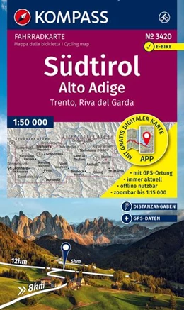 Abbildung von KOMPASS Fahrradkarte 3420 Südtirol / Alto Adige, Trento, Riva del Garda (4 Karten im Set) 1:50.000 | 2. Auflage | 2025 | beck-shop.de