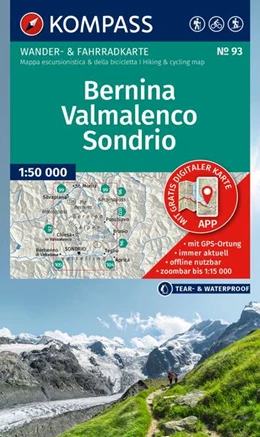 Abbildung von KOMPASS Wanderkarte 93 Bernina, Valmalenco, Sondrio 1:50.000 | 2. Auflage | 2025 | beck-shop.de