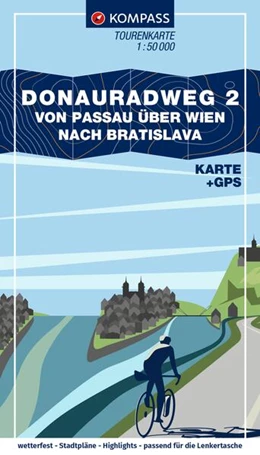 Abbildung von KOMPASS Fahrrad-Tourenkarte Donauradweg 2, von Passau über Wien nach Bratislava 1:50.000 | 2. Auflage | 2025 | beck-shop.de