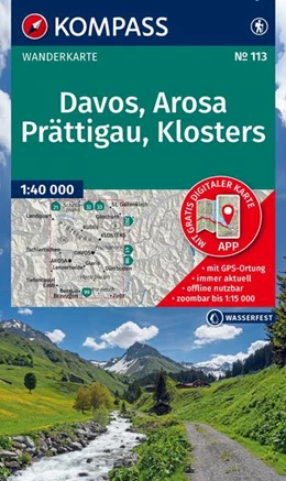 Abbildung von KOMPASS Wanderkarte 113 Davos, Arosa, Prättigau, Klosters 1:40.000 | 2. Auflage | 2025 | beck-shop.de