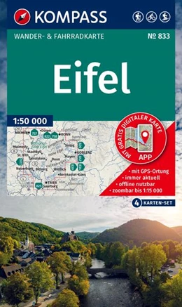 Abbildung von KOMPASS Wanderkarten-Set 833 Eifel (4 Karten) 1:50.000 | 2. Auflage | 2025 | beck-shop.de