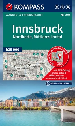 Abbildung von KOMPASS Wanderkarte 036 Innsbruck, Nordkette, Mittleres Inntal 1:35.000 | 2. Auflage | 2025 | beck-shop.de