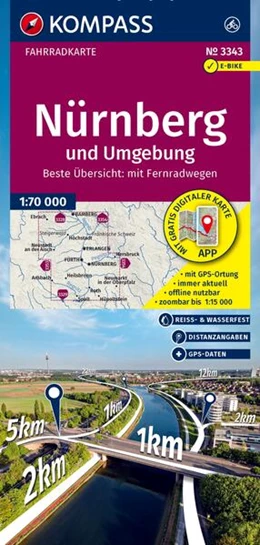 Abbildung von KOMPASS Fahrradkarte 3343 Nürnberg und Umgebung 1:70.000 | 2. Auflage | 2025 | beck-shop.de