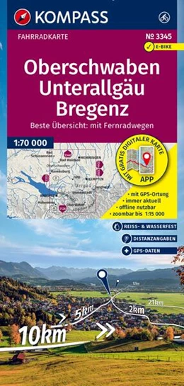 Abbildung von KOMPASS Fahrradkarte 3345 Oberschwaben, Unterallgäu, Bregenz 1:70.000 | 2. Auflage | 2025 | beck-shop.de