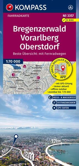 Abbildung von KOMPASS Fahrradkarte 3357 Bregenzerwald, Vorarlberg, Oberstdorf 1:70.000 | 2. Auflage | 2025 | beck-shop.de