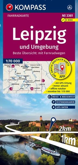 Abbildung von KOMPASS Fahrradkarte 3361 Leipzig und Umgebung 1:70.000 | 2. Auflage | 2025 | beck-shop.de