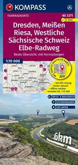 Abbildung von KOMPASS Fahrradkarte 3371 Dresden, Meißen, Westliche Sächsische Schweiz 1:70.000 | 2. Auflage | 2025 | beck-shop.de