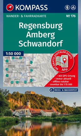 Abbildung von KOMPASS Wanderkarte 176 Regensburg, Amberg, Schwandorf 1:50.000 | 2. Auflage | 2025 | beck-shop.de