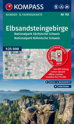 Abbildung von KOMPASS Wanderkarte 761 Elbsandsteingebirge, Nationalpark Sächsische Schweiz, Nationalpark Böhmische Schweiz 1:25.000 | 2. Auflage | 2025 | beck-shop.de