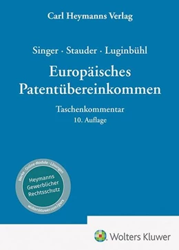 Abbildung von Stauder / Luginbühl | Europäisches Patentübereinkommen (EPÜ) - Kommentar | 10. Auflage | 2025 | beck-shop.de