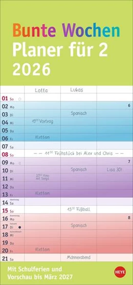 Abbildung von Heye | Bunte Wochen Planer für 2 2026 | 1. Auflage | 2025 | beck-shop.de