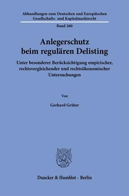 Abbildung von Grüter | Anlegerschutz beim regulären Delisting | 1. Auflage | 2025 | beck-shop.de