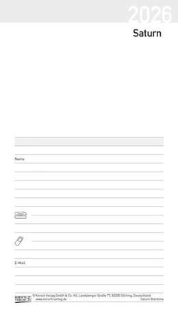 Abbildung von Korsch | Taschenkalender Saturn Leporello Einlage 2026 | 1. Auflage | 2025 | beck-shop.de