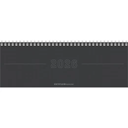 Abbildung von Zettler | Tisch-Querkalender Papyrus Grau 2026 - Büro-Planer 29,7x10,5 cm - Tisch-Kalender - 1 Woche 2 Seiten - Ringbindung - Zettler | 1. Auflage | 2025 | beck-shop.de