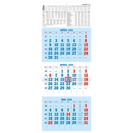 Abbildung von Zettler Kalender | 3-Monatskalender blau/rot 2026 - 29,7x78 - mit Kopftafel - gefaltet - Datumsschieber - 952-0000 | 1. Auflage | 2025 | beck-shop.de