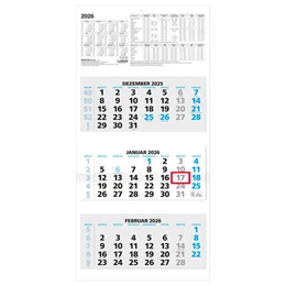 Abbildung von Zettler Kalender | 3-Monatskalender 2026 - 33,5x71 blau - mit Kopftafel - Datumsschieber - 5 sprachig - 3 Blöcke - 953-0015 | 1. Auflage | 2025 | beck-shop.de