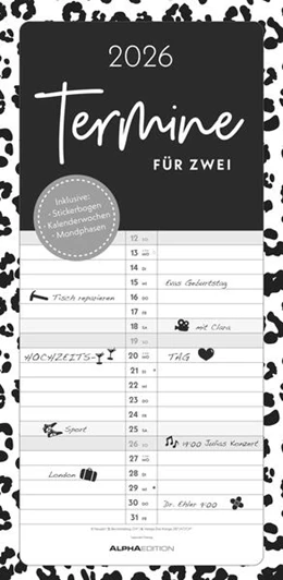 Abbildung von Alpha Edition | Termine für 2 Black and White 2026 Familienplaner - Timer - Termin-Planer - Couple-Kalender - Familien-Kalender - 22x45 | 1. Auflage | 2025 | beck-shop.de