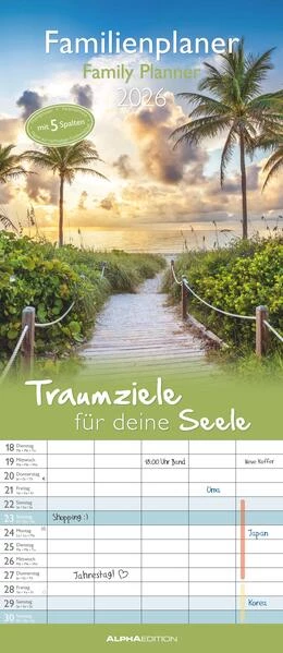Abbildung von Alpha Edition | Traumziele 2026 Familienplaner - Familienkalender - Wandkalender - 19,5x45 | 1. Auflage | 2025 | beck-shop.de