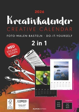 Abbildung von Alpha Edition | Kreativ-Kalender A4 - 2 in 1: schwarz und weiss 2026 - 21 x 29,7 - Foto, Malen, Basteln - datiert - Kreativkalender - Foto-Kalender - Alpha Edition | 1. Auflage | 2025 | beck-shop.de